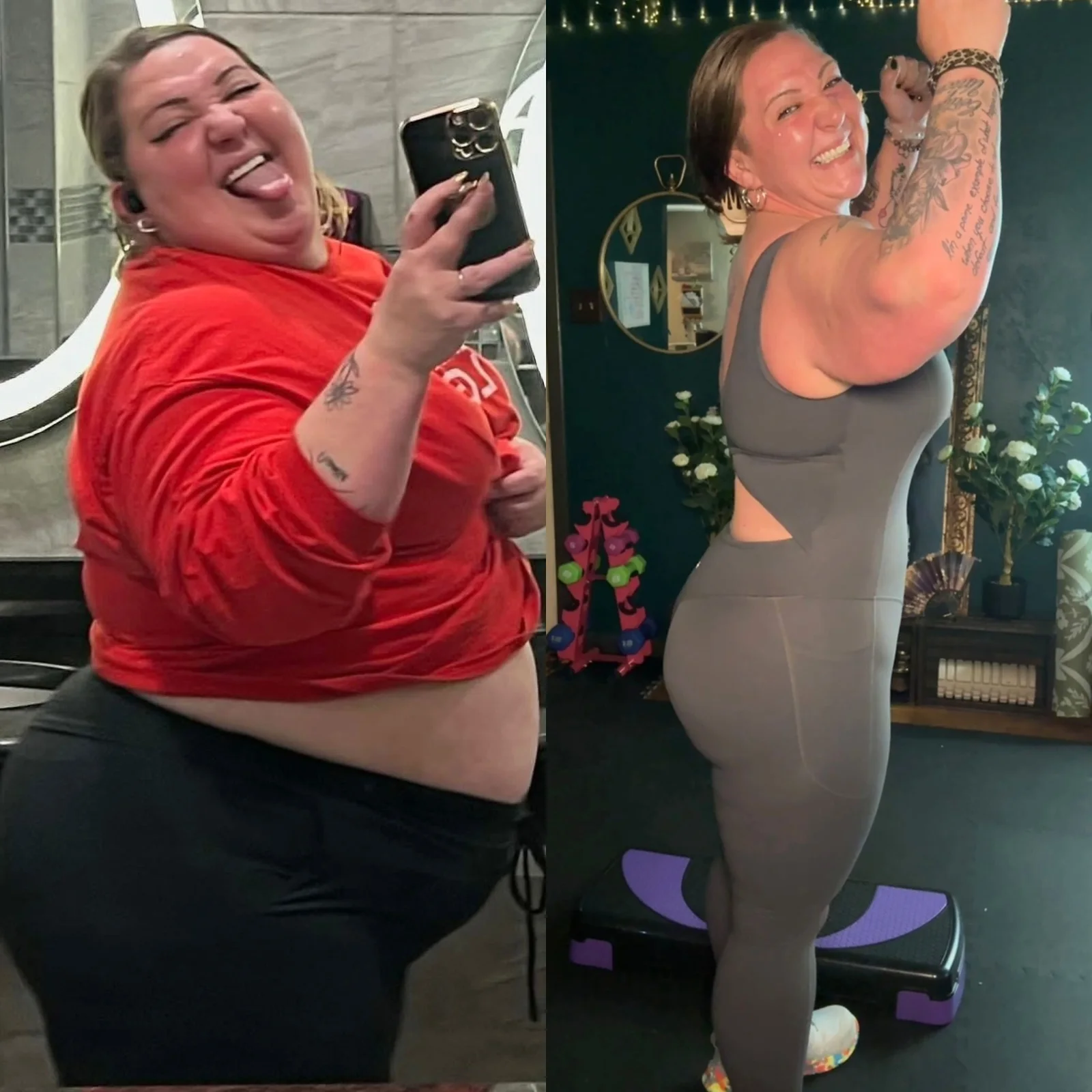 Desarae celebrating her health and fitness transformation